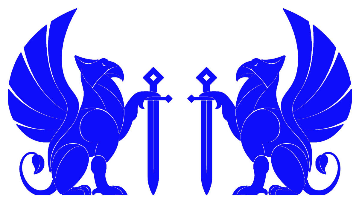 Set of Mirrored 6" Griffin Swords Graphic Vinyl Decal Car Laptop Tablet Window