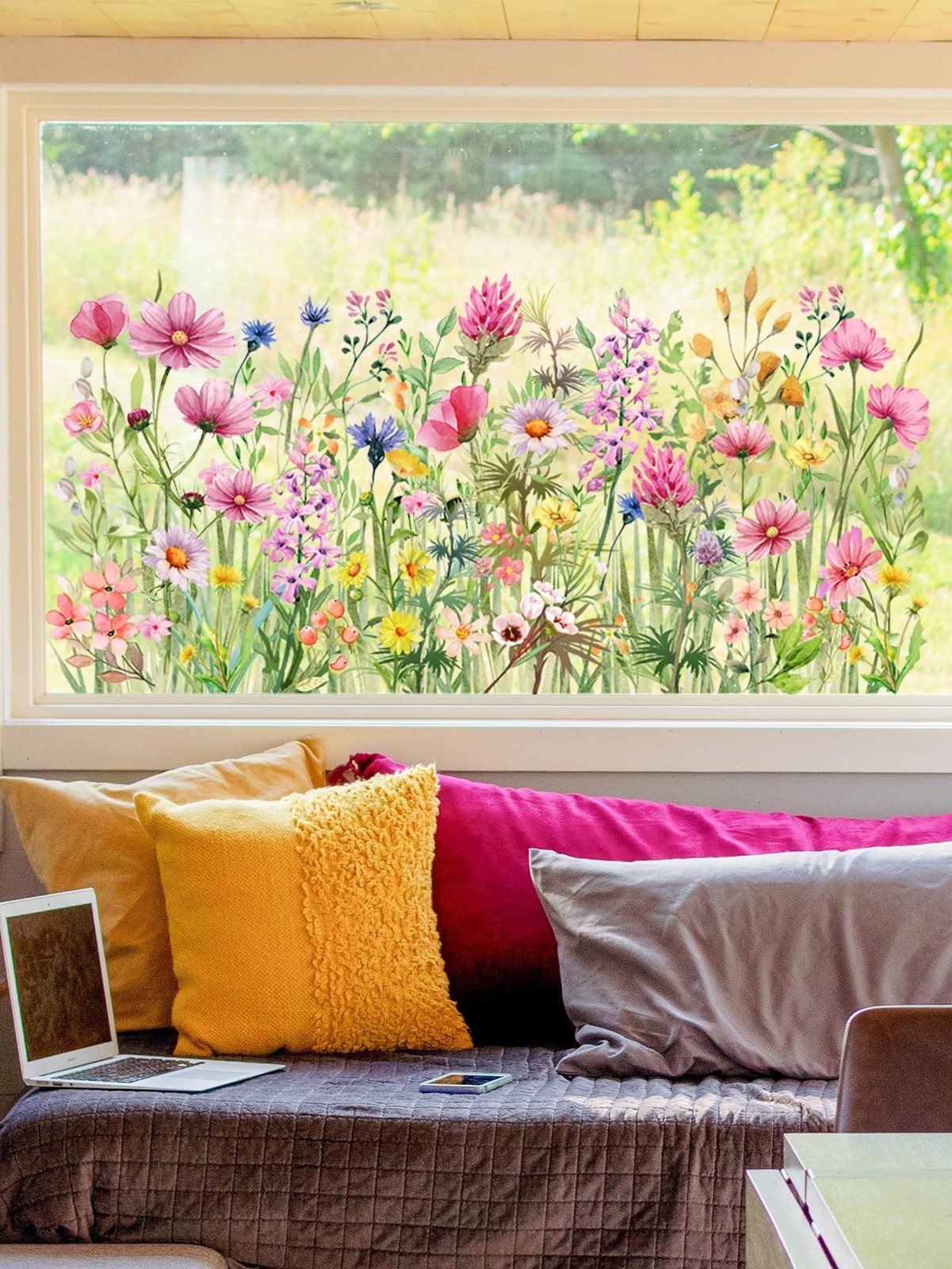 Colorful Wildflower Double-Sided Visual Window Stickers – Spring Summer Botan…
