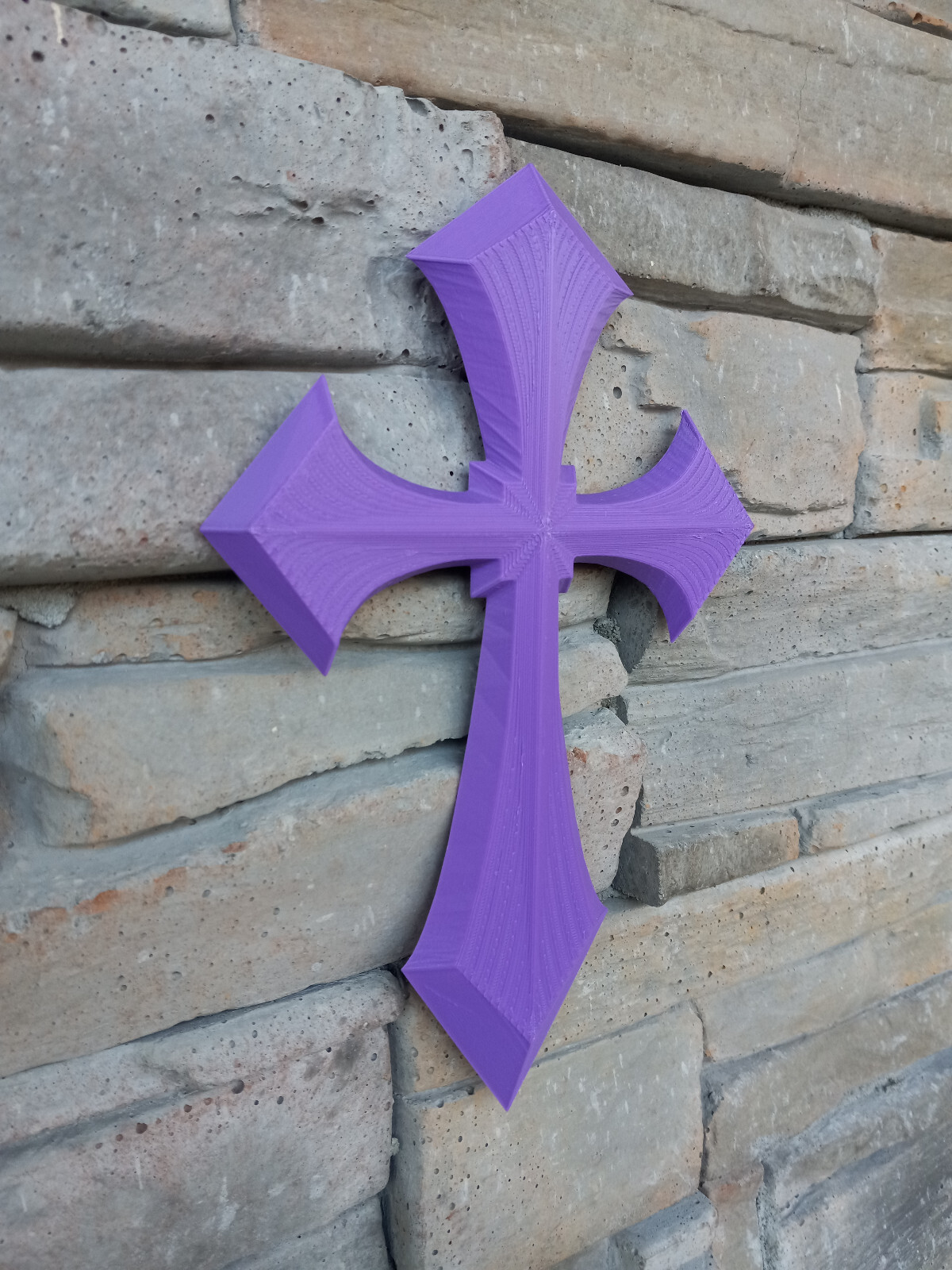 Pretty Wall Art Crucifix Christian Faith Cross Decor Purple 9 inches Tall