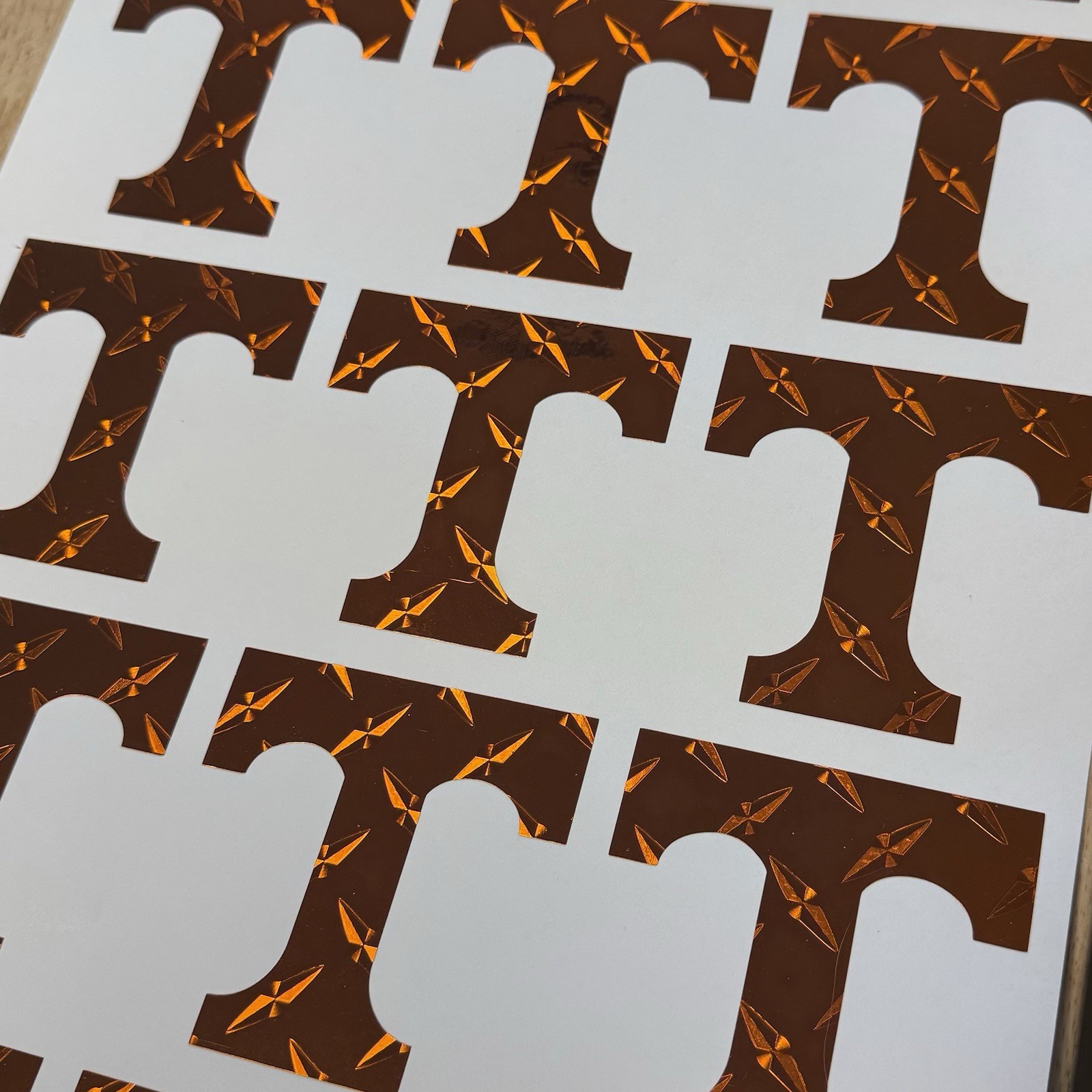 Tennessee Vinyl Sticker, Orange Diamond Plate Metallic Vinyl Decal, 3.5 Inch T