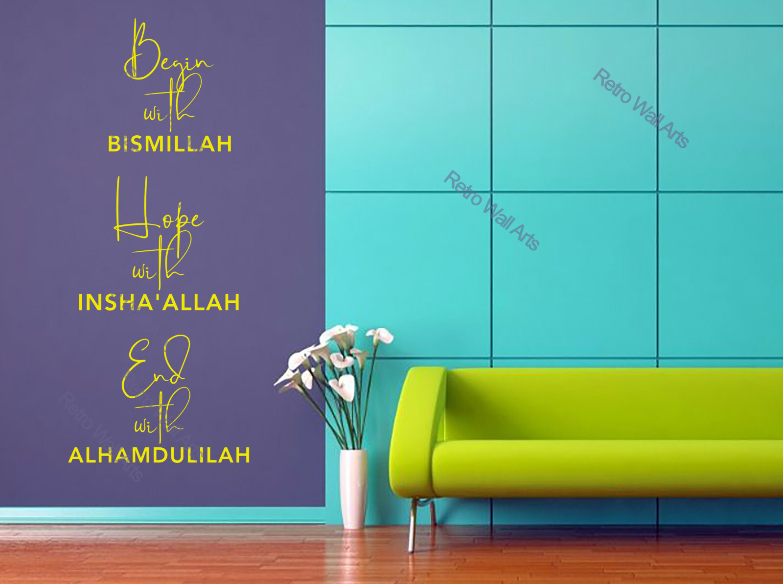 Begin with bismillah Islamic Wall Sticker Decal, Modern Design Home Improvent Q7