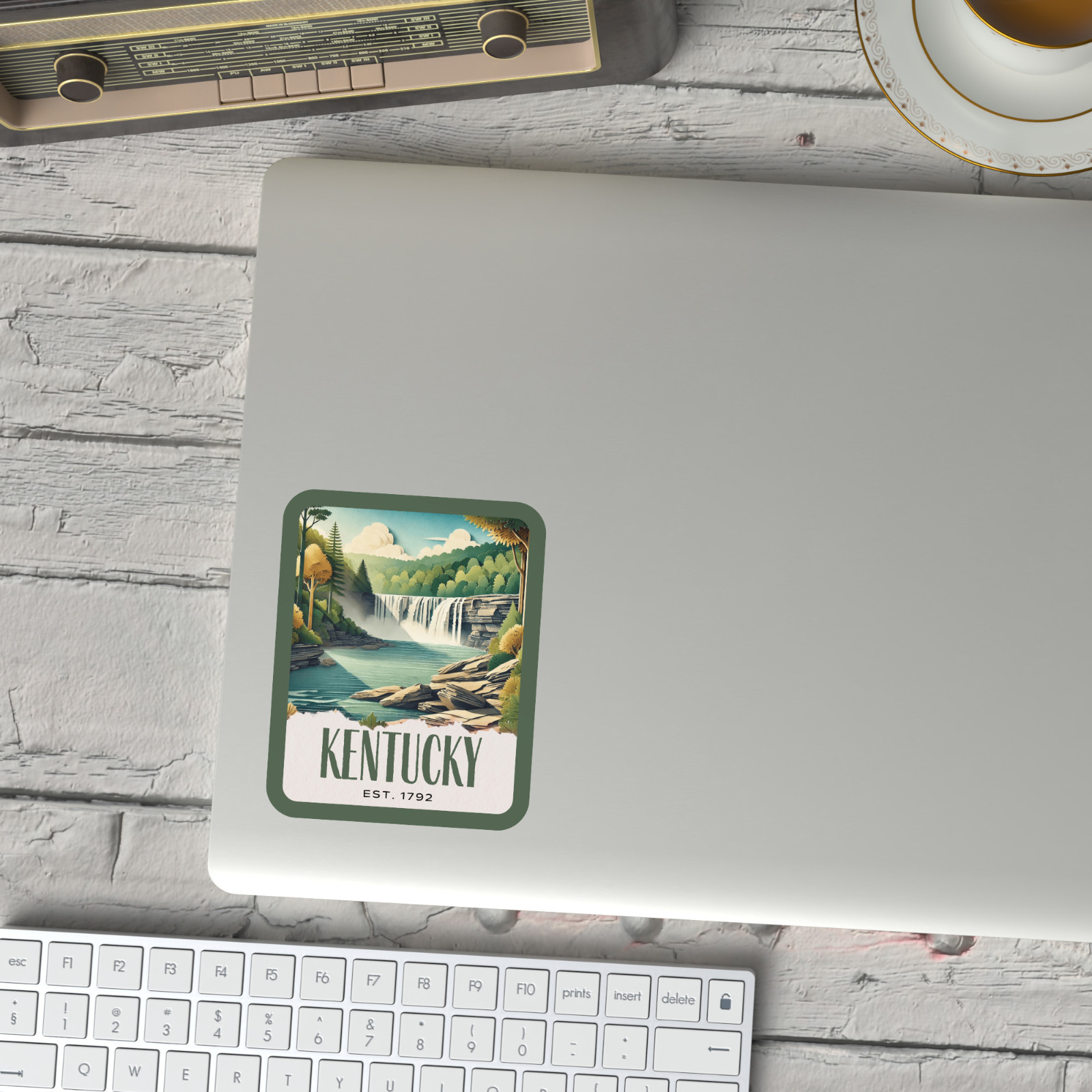 Kentucky State Sticker, Paper Collage Look, Scenic Cumberland Falls Decal
