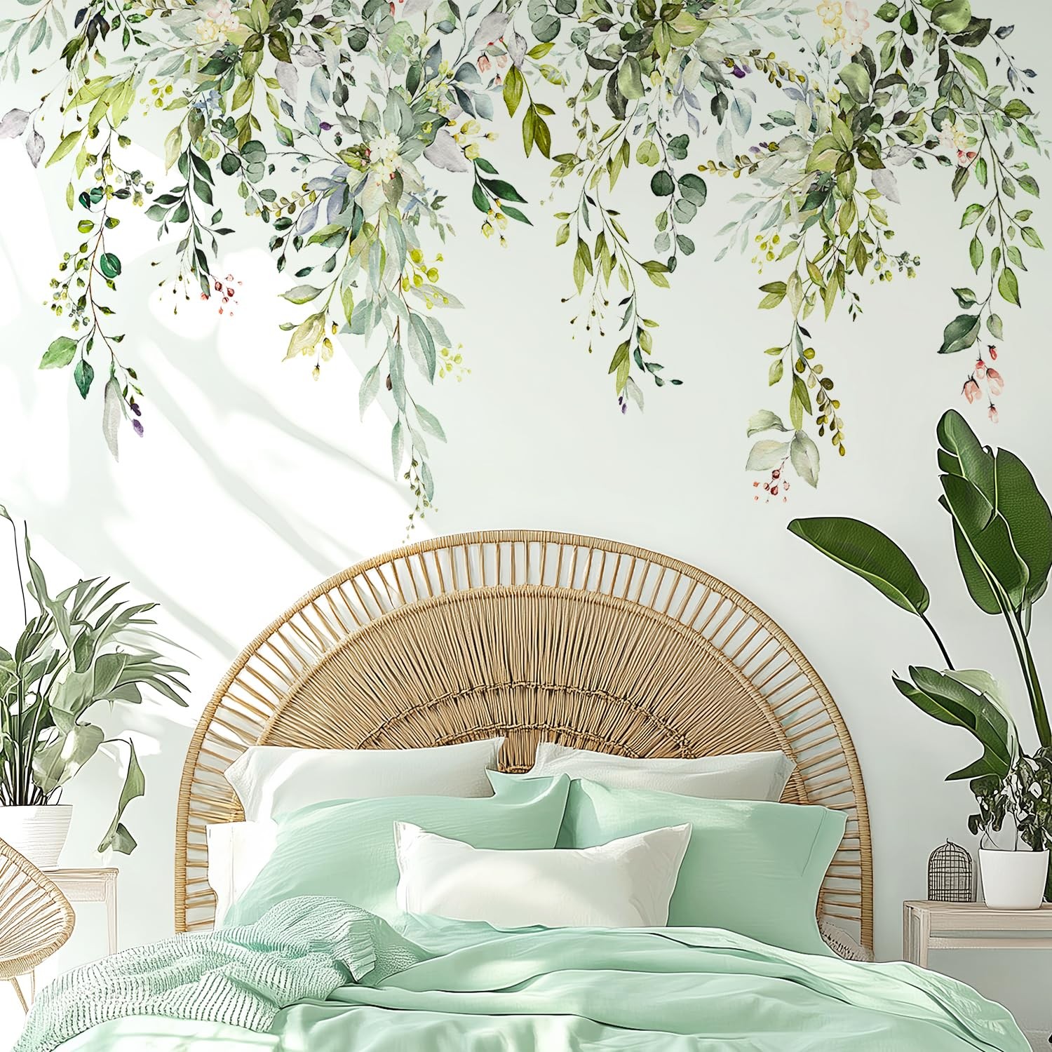 Green Leaves Wall Decals Large Floral Peel & Stick Removable Home Decor