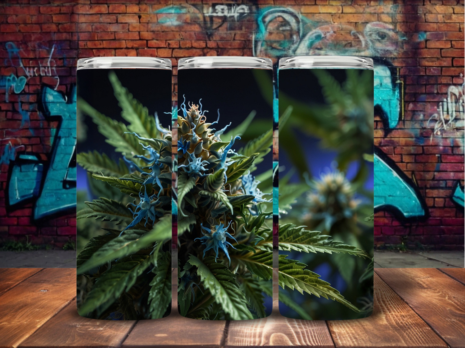 #1 – Blue Cannabis, 20ozTumbler, Sublimation, Heat Transfer, Seamless Design