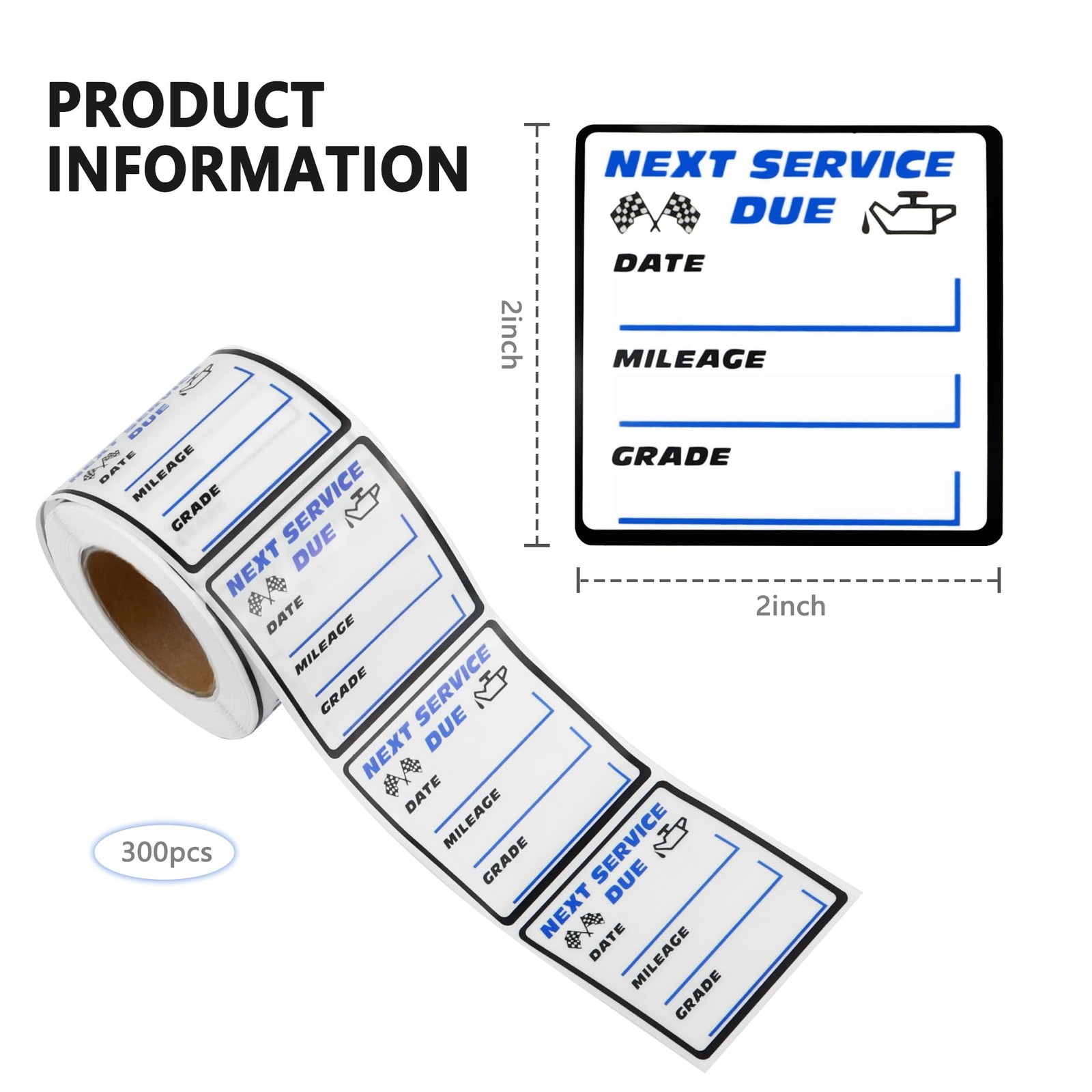 300PCS Car Oil Change Stickers for Windshield Next Service Due Sticker,2"x2"…