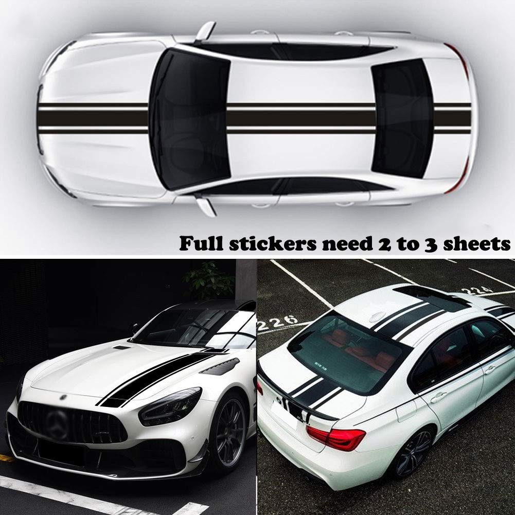 Leasinder 49"x 8.7" Car Hood Stripe Sticker Auto Racing Stripes Body Side Dec…