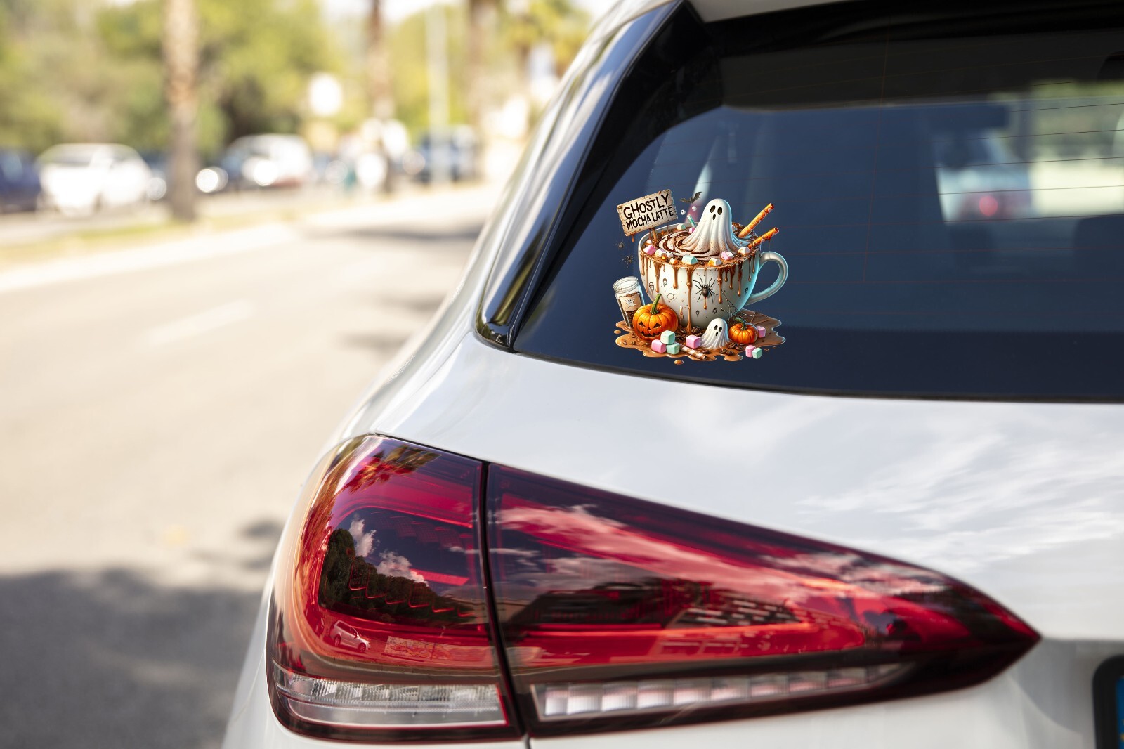 Halloween Ghostly Mocha Latte UV DTF Transparent Sticker / Decal