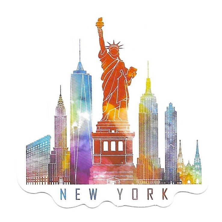 New York Skyline Sticker Die Cut Watercolor Statue of Liberty Decal Travel