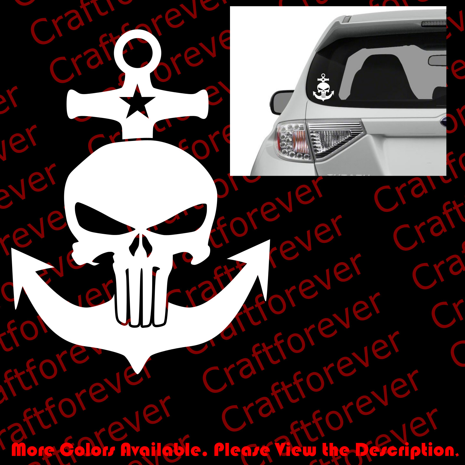 Military SKULL ARMY STAR ANCHOR Car Boat Window Vinyl Die Cut Decal SK004
