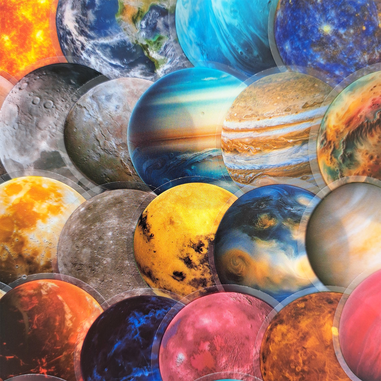 50 PCS Solar System Planets Sticker Pack Transparent Space Galaxy Astronomy