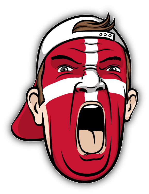 Denmark Europe Football Fan National Flag Face Soccer Car Bumper Sticker Decal