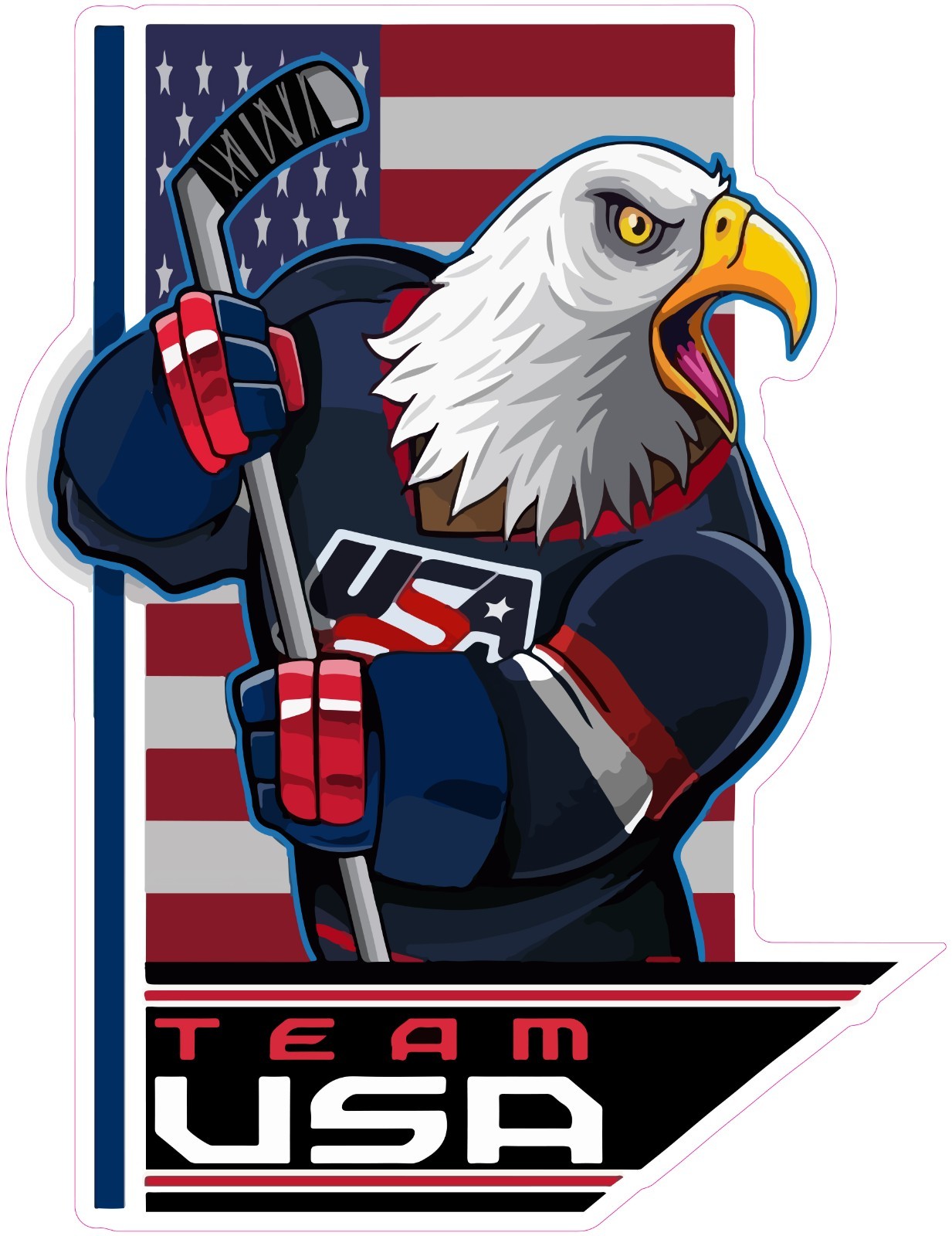 United States Hockey Cartoon Vinyl Decal Sticker Car Truck Bumper Laptop Mug