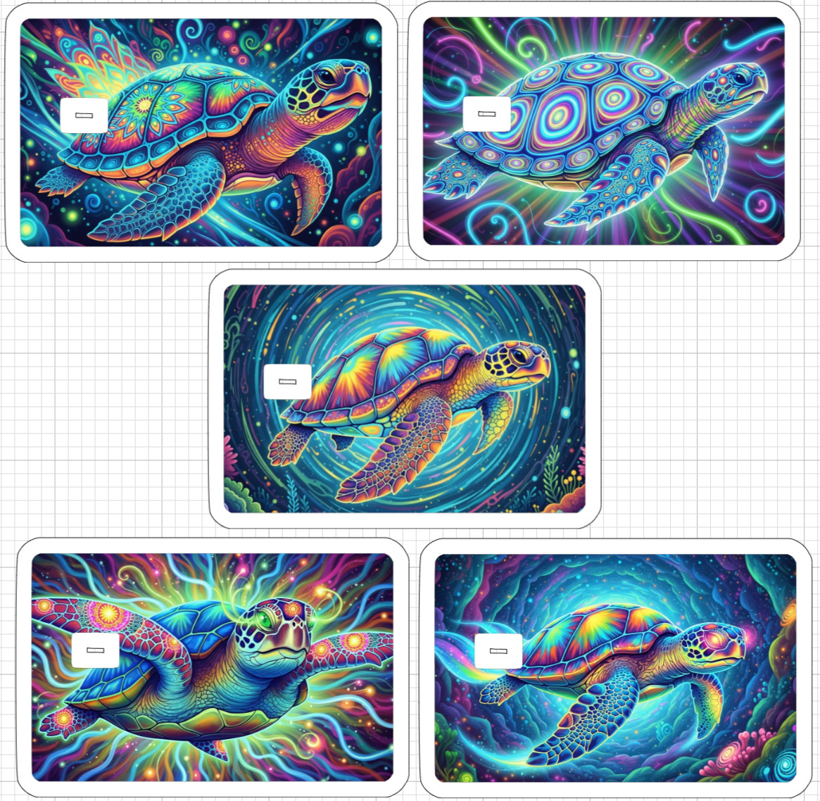Psychedelic Sea Turtle ATM Debit Credit Sticker Skin Pot Party 420 Ocean Beach