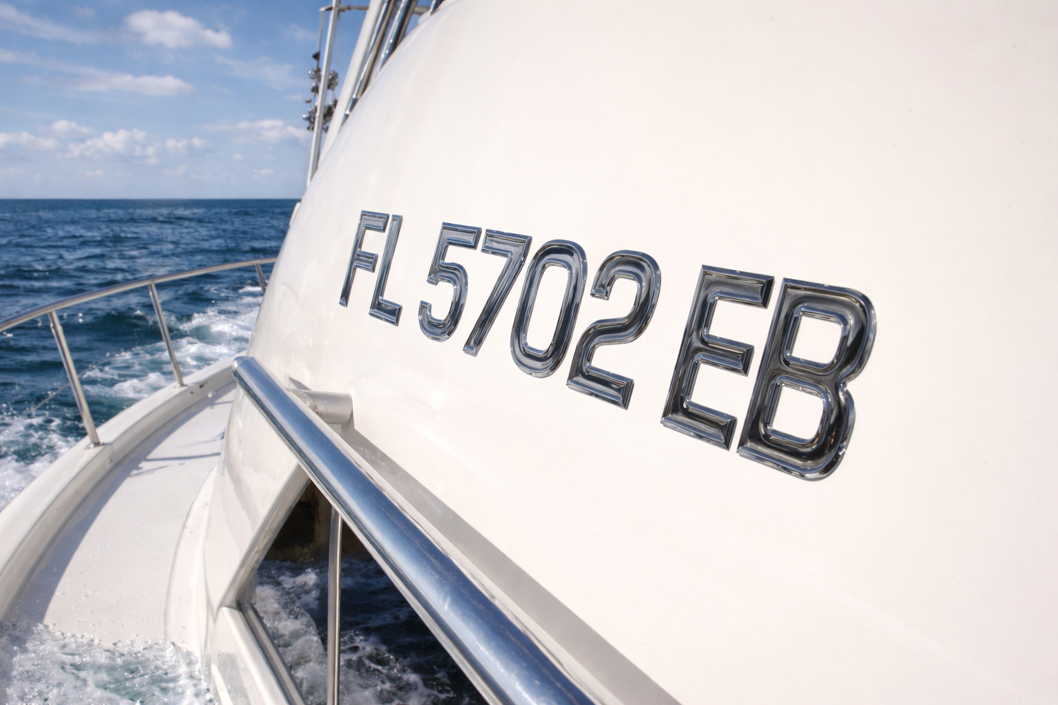 Premium Boat Registration Numbers 3” – Raised 3D Domed Marine Decals Chrome