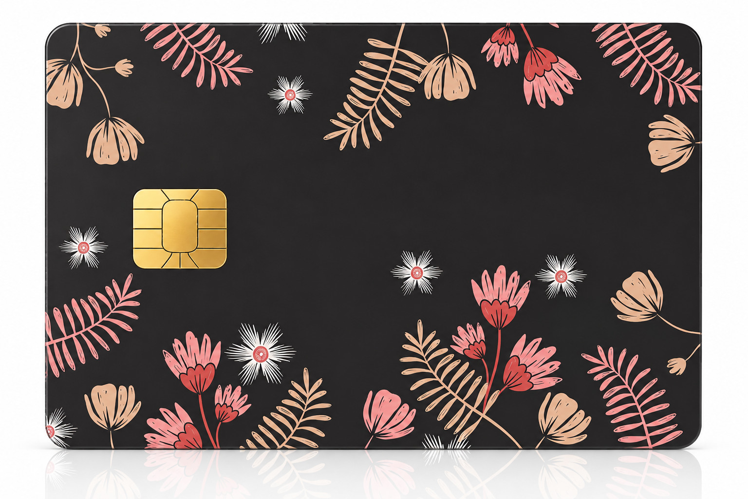 Boho Botanical Credit Card Skin Pink Floral Debit Card Cover