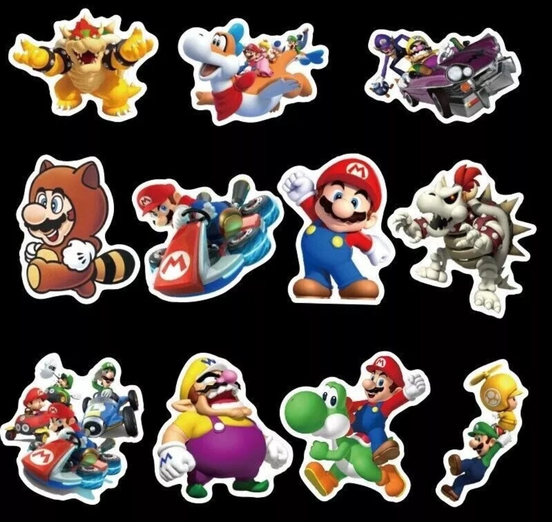 10pc Super Mario Sticker Lot Collectible Video Game Stickers