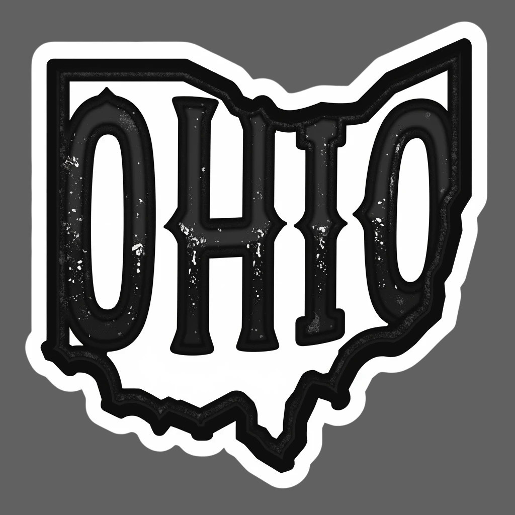 Ohio Sticker Vinyl Decal State Outline Vintage Typography Travel Souvenir