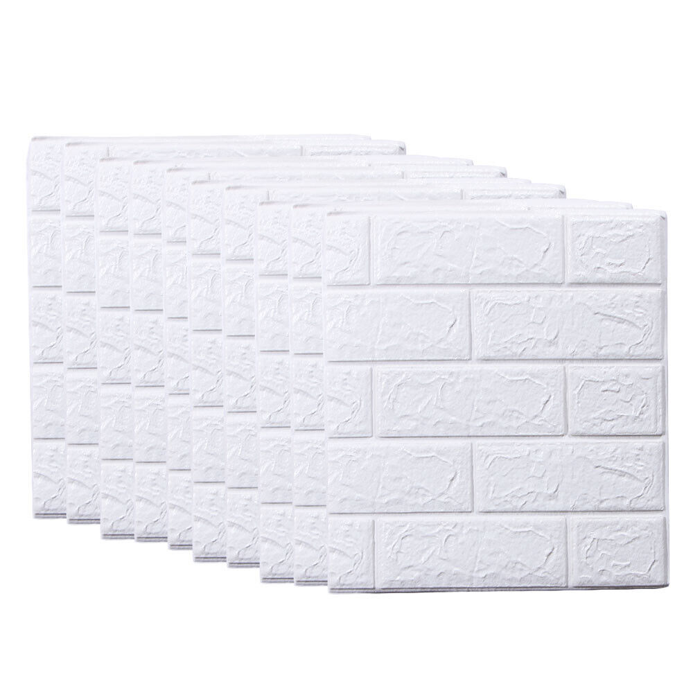 10 Pcs 3D Tile Brick Wall Sticker Self-adhesive Foam Panel Wallpaper 38*35