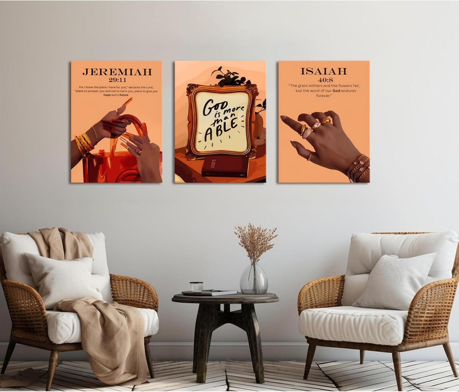 Black Girl Canvas Wall Art Christian Bible Verse Poster Wall Decor Abstract A…