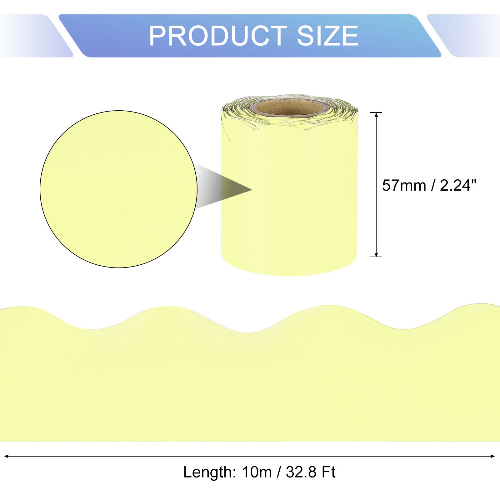 Bulletin Board Border, 32.8Ft x 2.24Inch Classroom Border Trim, Light Yellow