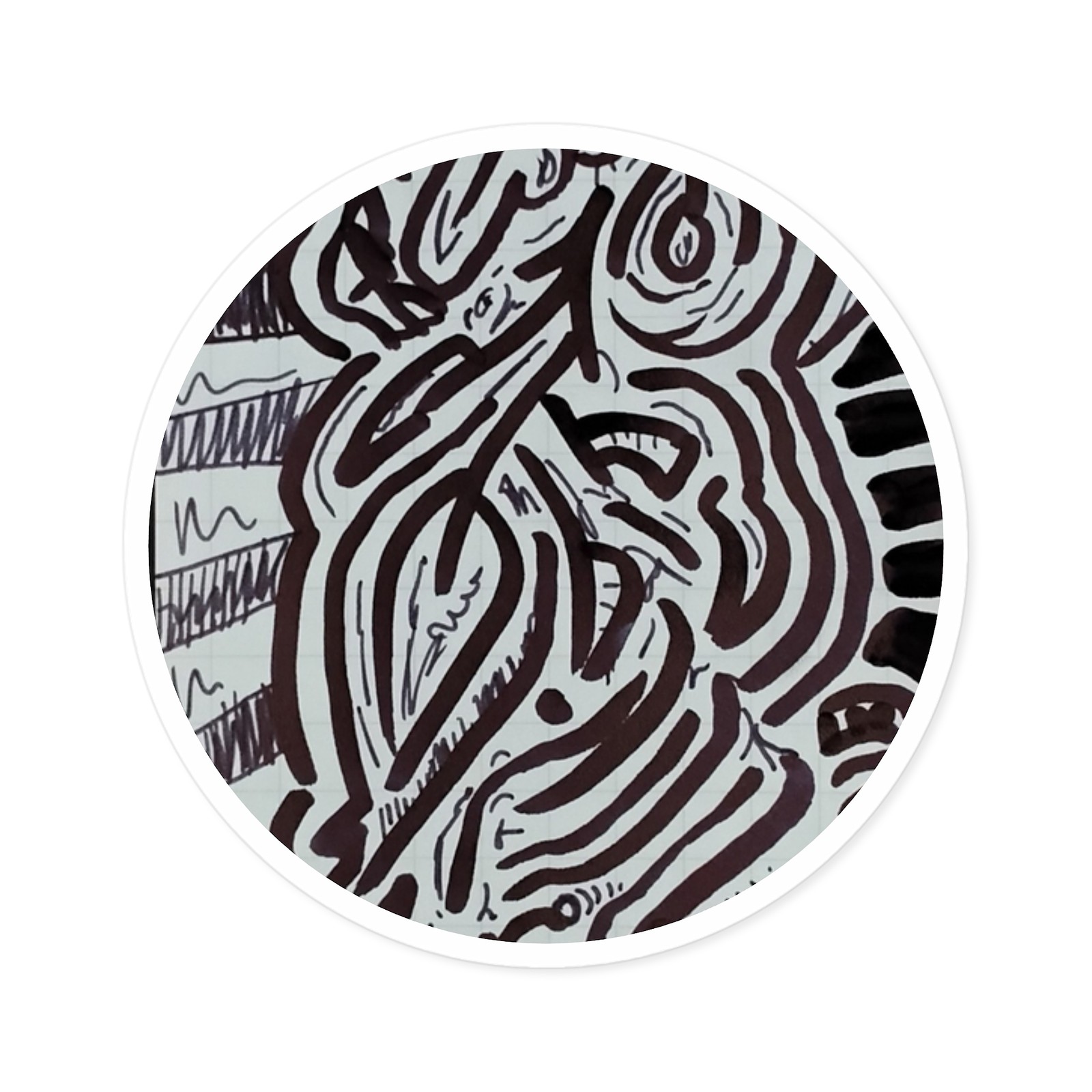 Abstract Nature Line Art Round Decal Minimalist Doodle Sticker (Indoor/Outdoor)