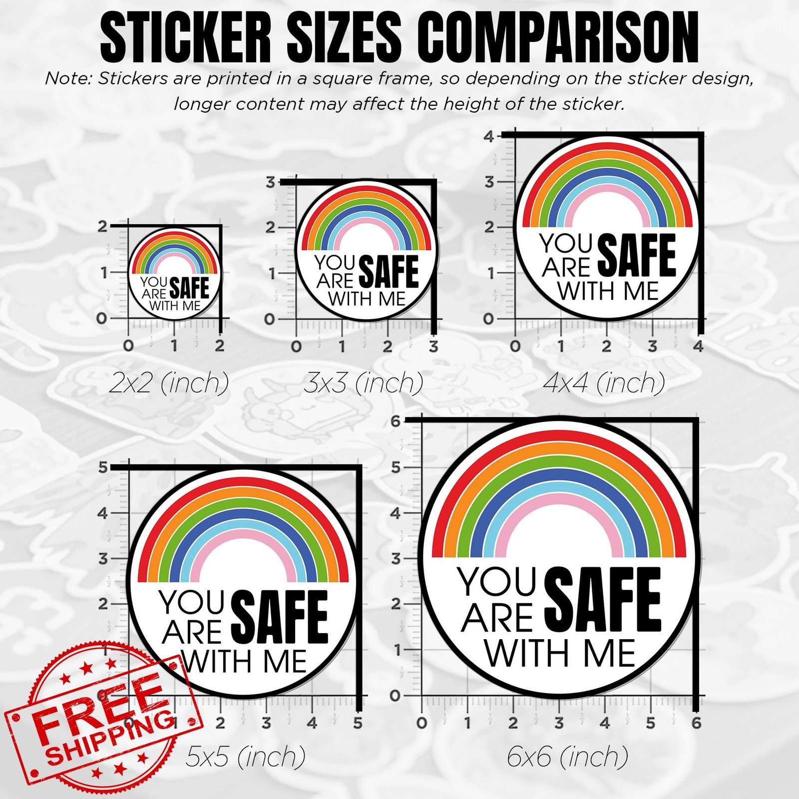 Generic 2 inch vinyl sticker, safe with me pride decal