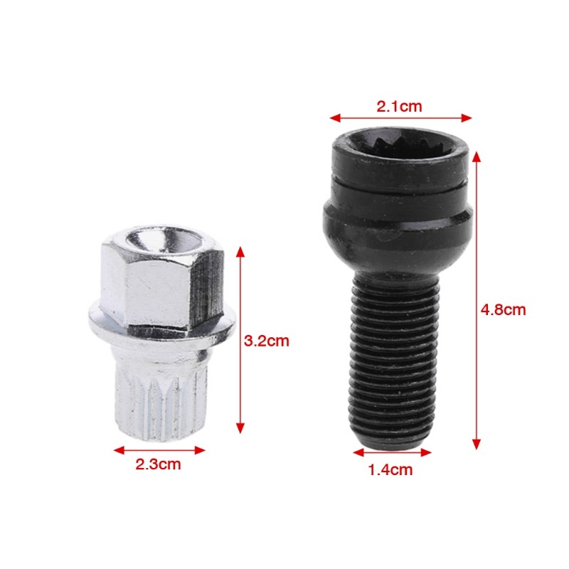 4+1 Wheel Bolt Lock Lug Nut Set With for Key