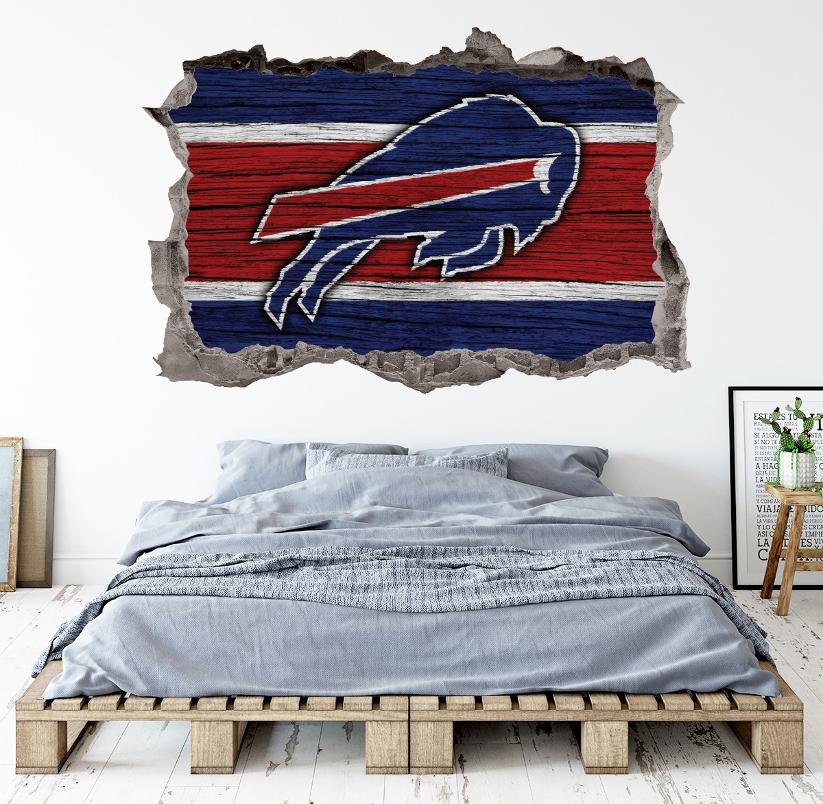 Buffalo Bills Wall Art Decal Logo 3D Smashed Football Print Decor Sticker WL-176
