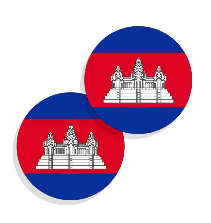 Cambodia Flag Stickers Flag Decals Vinyl Stickers Indoor Outdoor Round 4 pack