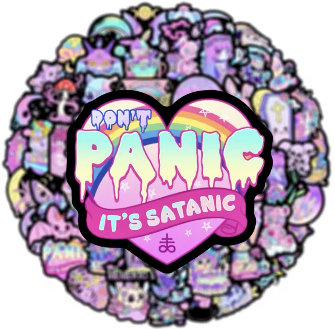 Cute Gothic Stickers 50pk Mixed Pastel Cute Goth Pink Fun Stickers
