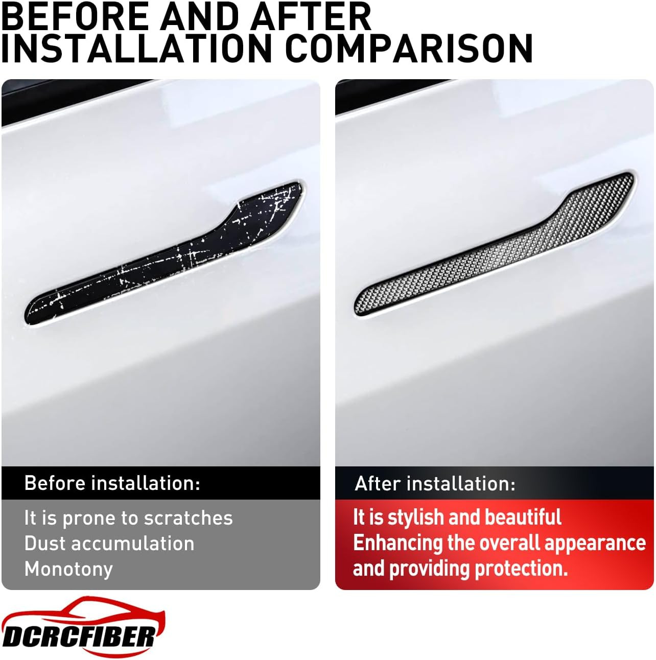 Genuine Carbon Fibre Exterior Door Handle Protector, Suitable for All Tesla Mode
