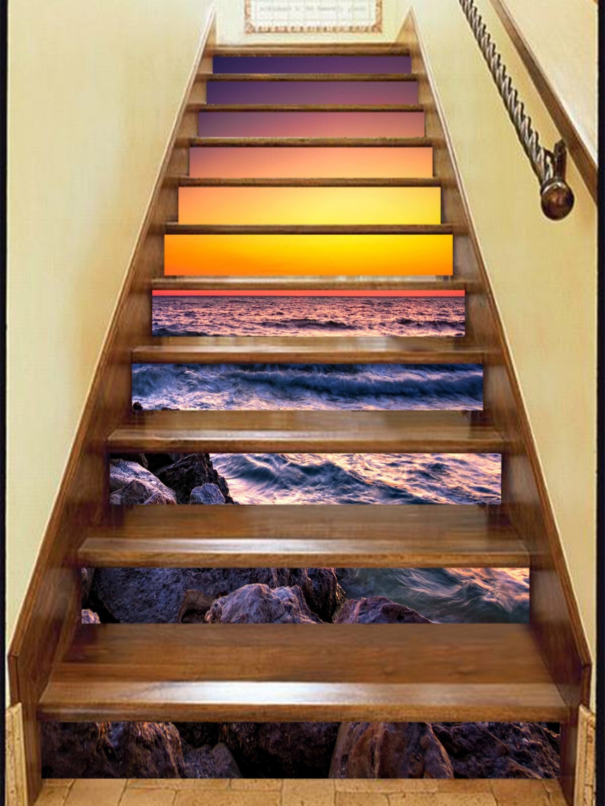 3D Sunset Ocean AZ1360 Stair Risers Decoration Mural Vinyl Wallpaper Kay