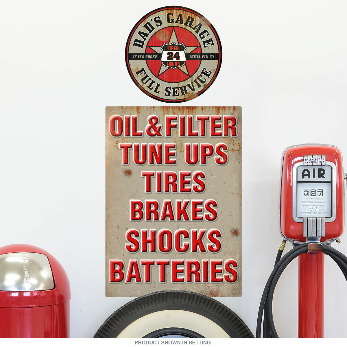 Dads Garage Distressed Set of 2 Wall Decals – Gas Station Decor