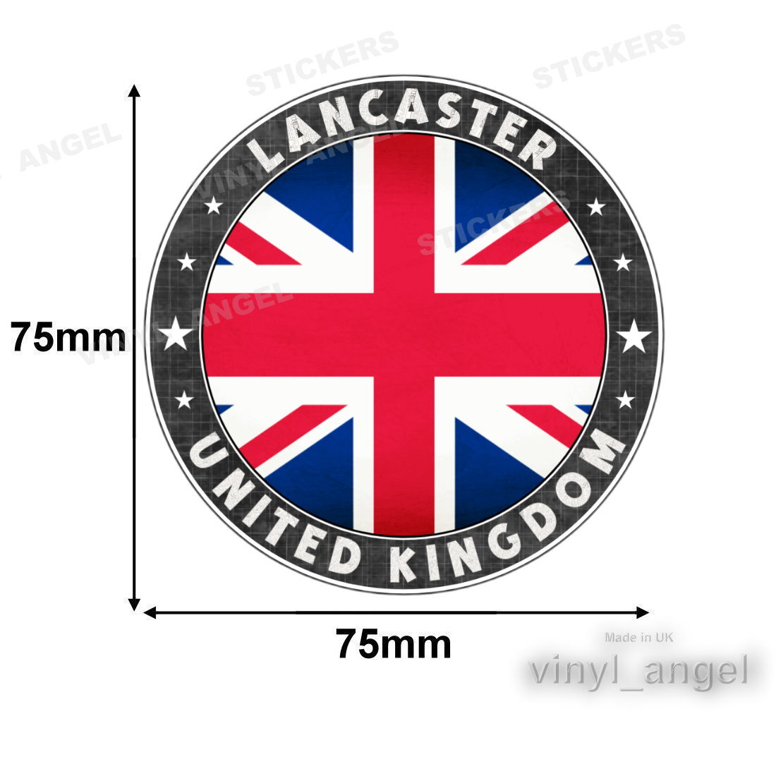 LANCASTER United Kingdom British Flag 2x 75x75mm round Vinyl Sticker #2511
