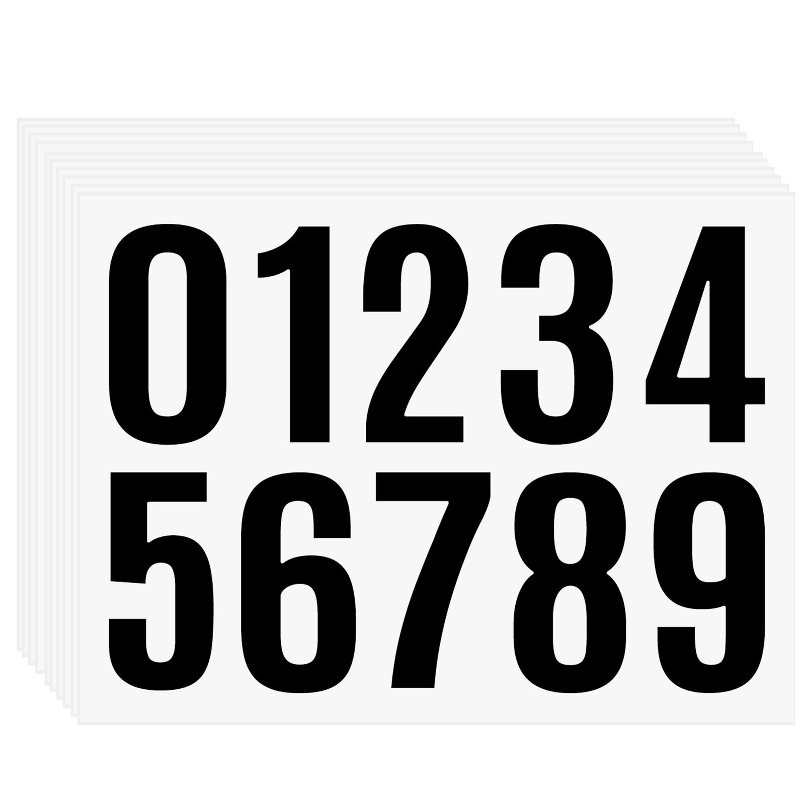 10 Sheets 1.5 Inch Black Number Stickers 0-9, 3 x 8 inches,