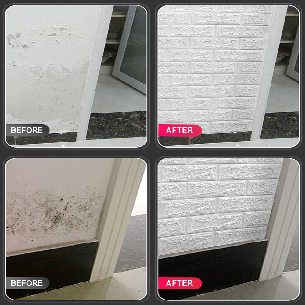 10/20pc 3D Tile Brick Wall Sticker Self-adhesive Waterproof Foam Panel Wallpaper