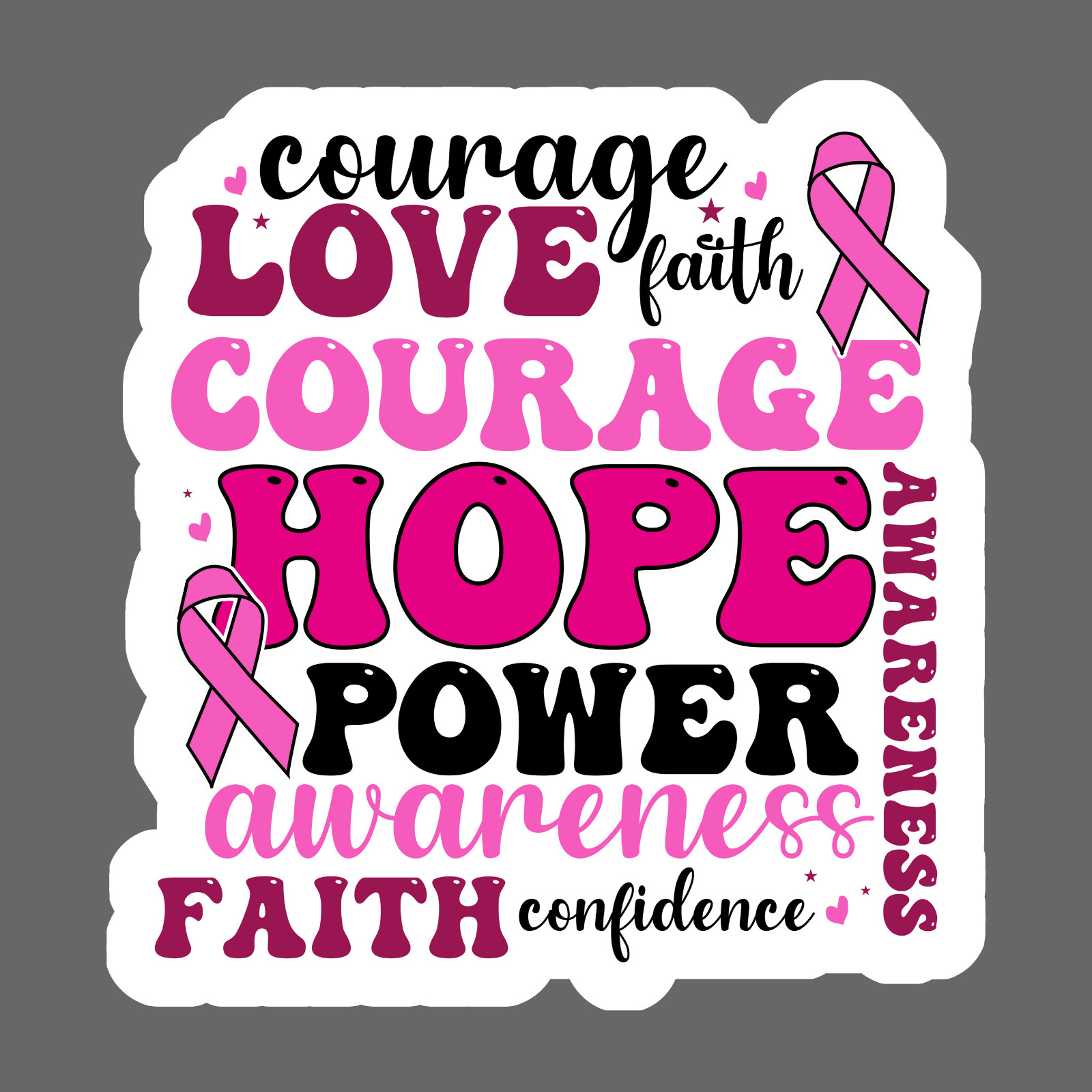 Breast cancer sticker vinyl decal courage love hope awareness