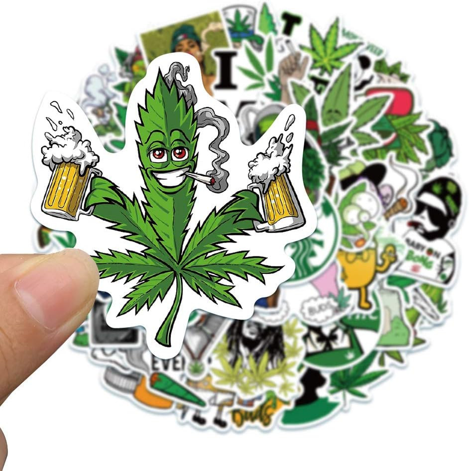 200 PCS Vinyl Waterproof Weed Stickers Aesthetic for Adults – Cool Funny DIY