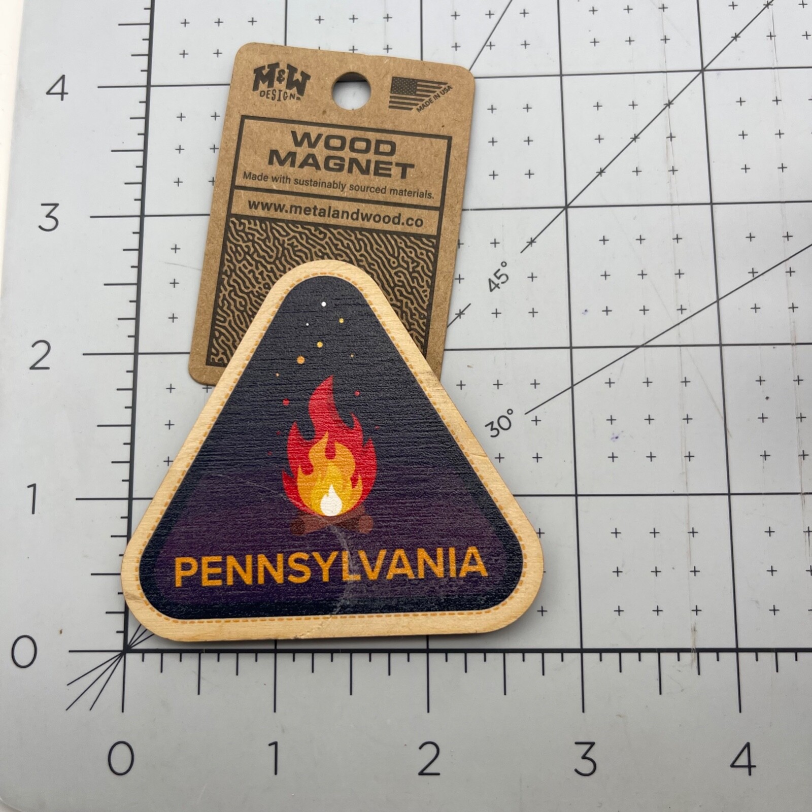 Metal and Wood Co Wood Magnet Travel Swood Pennsylvania PA Camp Fire