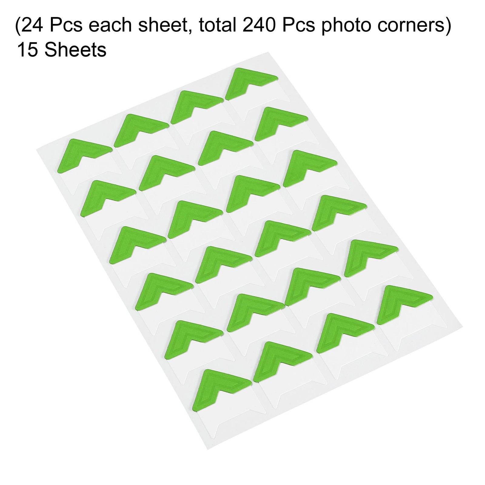 15Sheets/240Pcs Photo Corners Adhesive DIY Picture Mounting Sticker Green