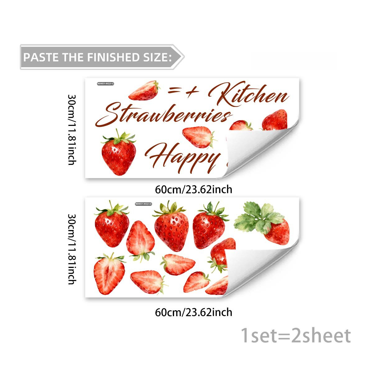 DIY Strawberry Wall Stickers PVC Decals for Kitchen Bedroom Living Room 60x30cm