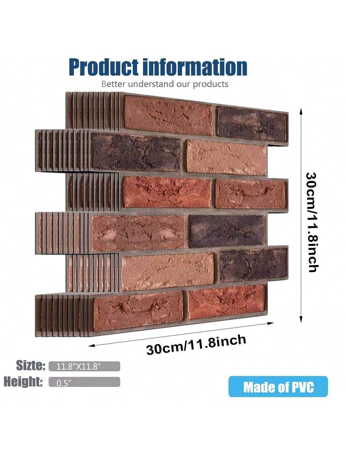 3D Brick Wall Panels Peel and Stick 30 Pack Self-Adhesive Waterproof Wall Panels
