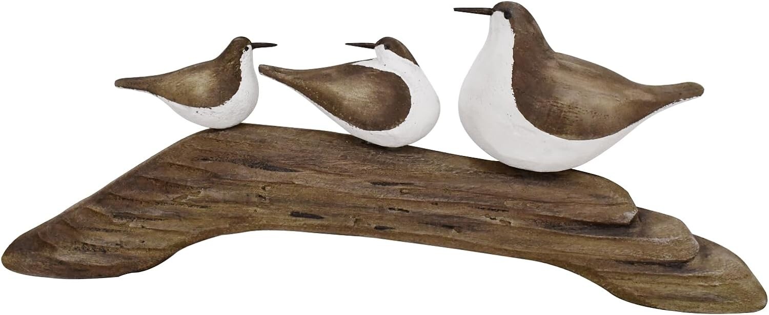 Wooden Sea Bird Statue Seagull On Stand Decor Nautical Coastal Birds Sculpture