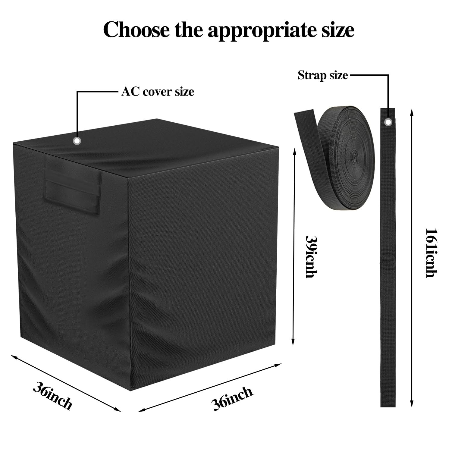 Air Conditioner Cover for Outside Units with Windproof Straps & Reinforced Bu…