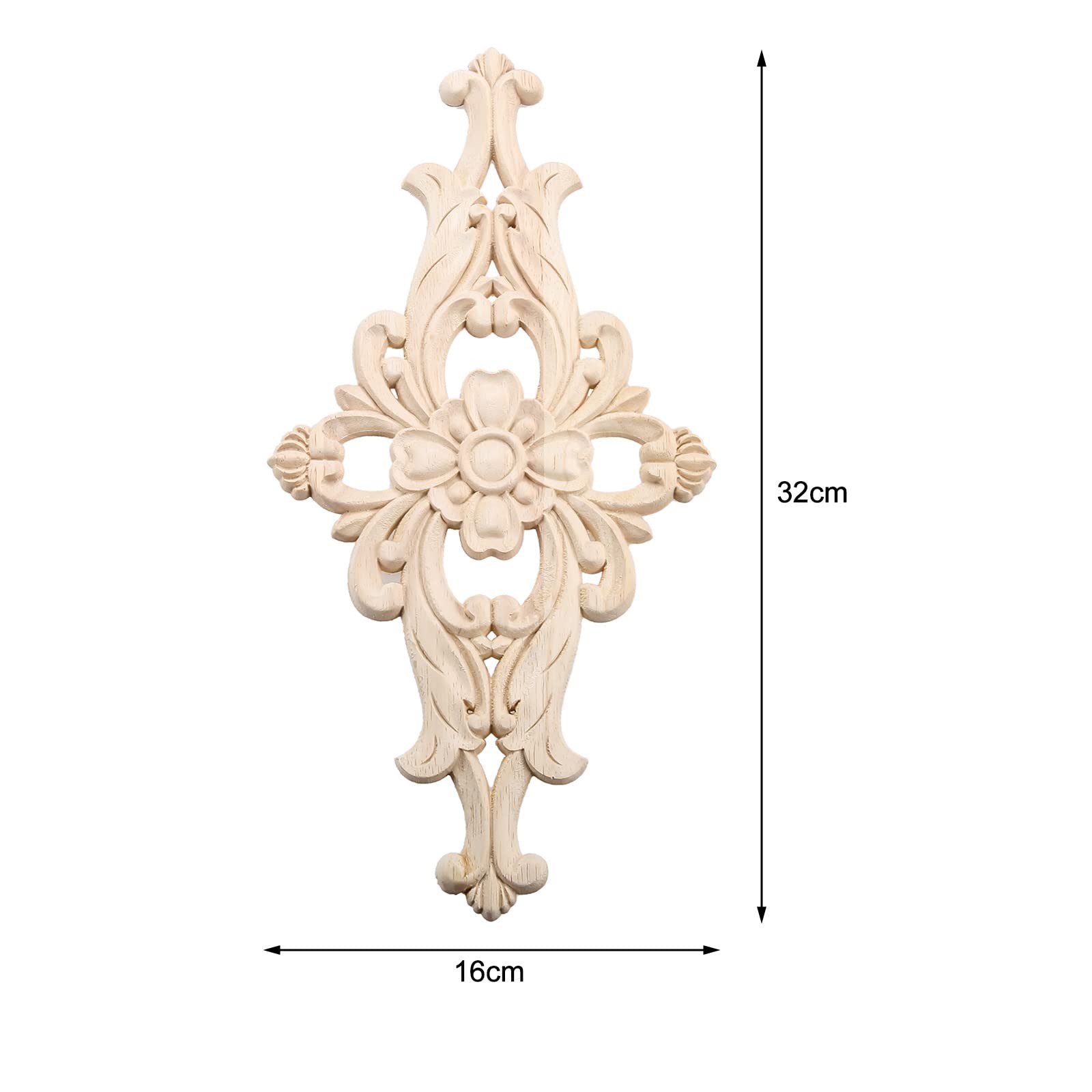 Wood Carved Appliques Furniture Decorative Onlays, 2Pcs Unpainted DIY Center