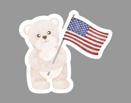 July 4th Freedom Bear Die Cut Glossy Fridge Magnet