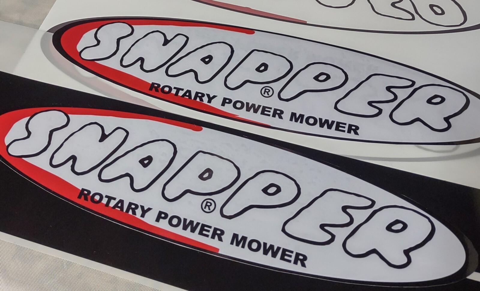 Snapper Vintage Lawnmower Deck Old Decals Vinyl Stickers Waterproof set of two