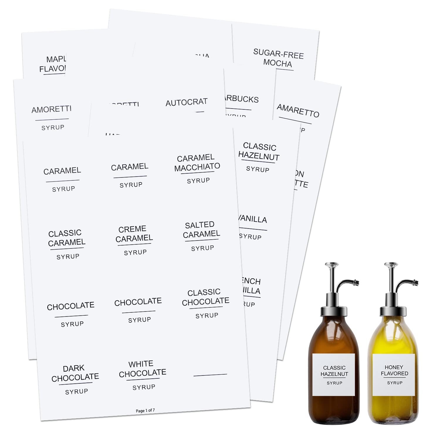 AIEX Coffee Syrup Labels, 84pcs Waterproof White Minimalist Stickers for Bott…