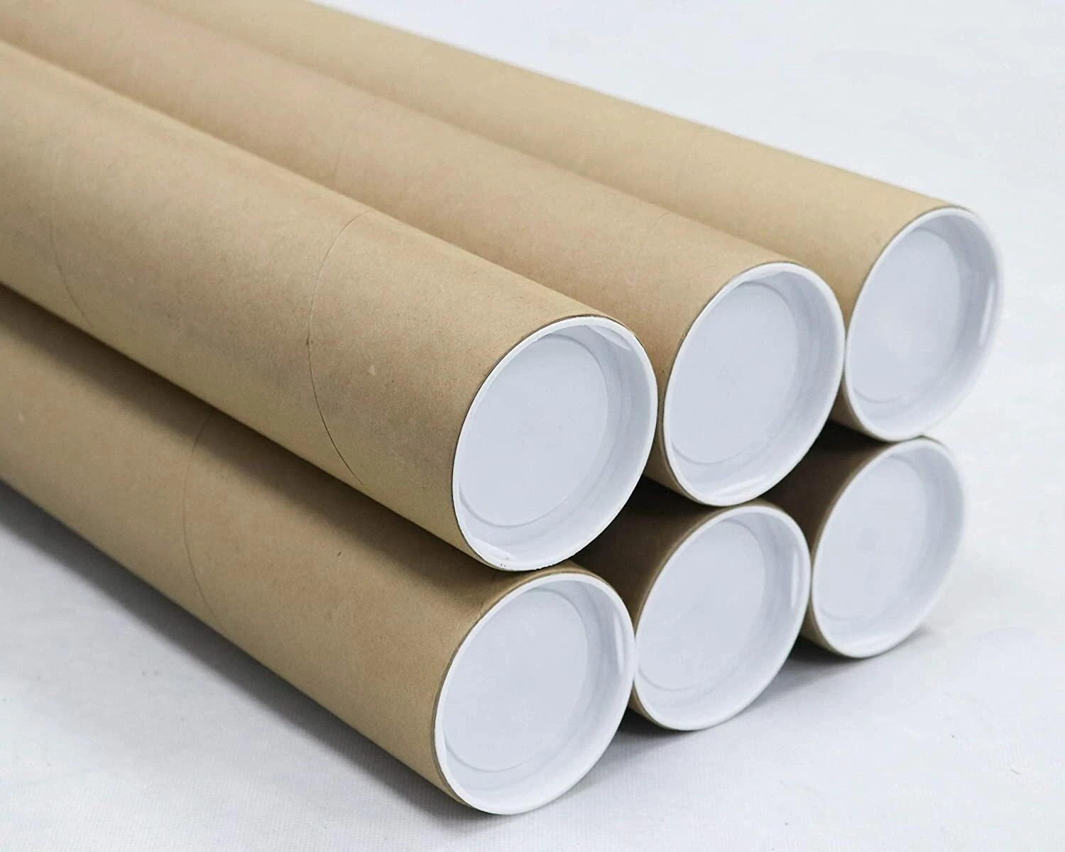Premium Kraft Mailing Shipping Poster Tubes with Plastic End Caps 2" x 24"
