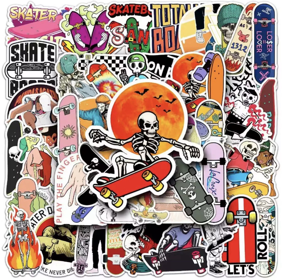 Skateboard Style Stickers 50pk Mixed Matte Stickers Skateboarding FREE SHIPPING
